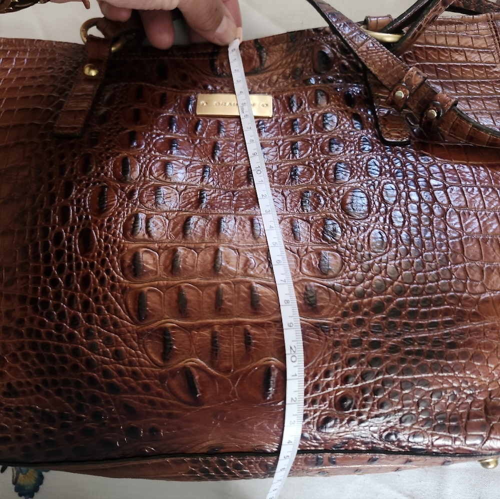 Brown Croc-Embossed Leather Tote Bag by Brahmin - Picture 15 of 15